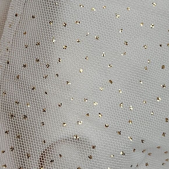 Speechless VTG Y2K Balletcore Midi Dress-M-Ivory/Gold Glitter Tulle-Ruched-Fairy - Picture 13 of 13